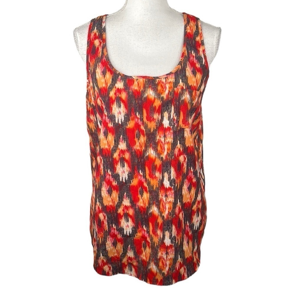 Kenar Orange & Black High Low Sleeveless Top‎ Size Medium